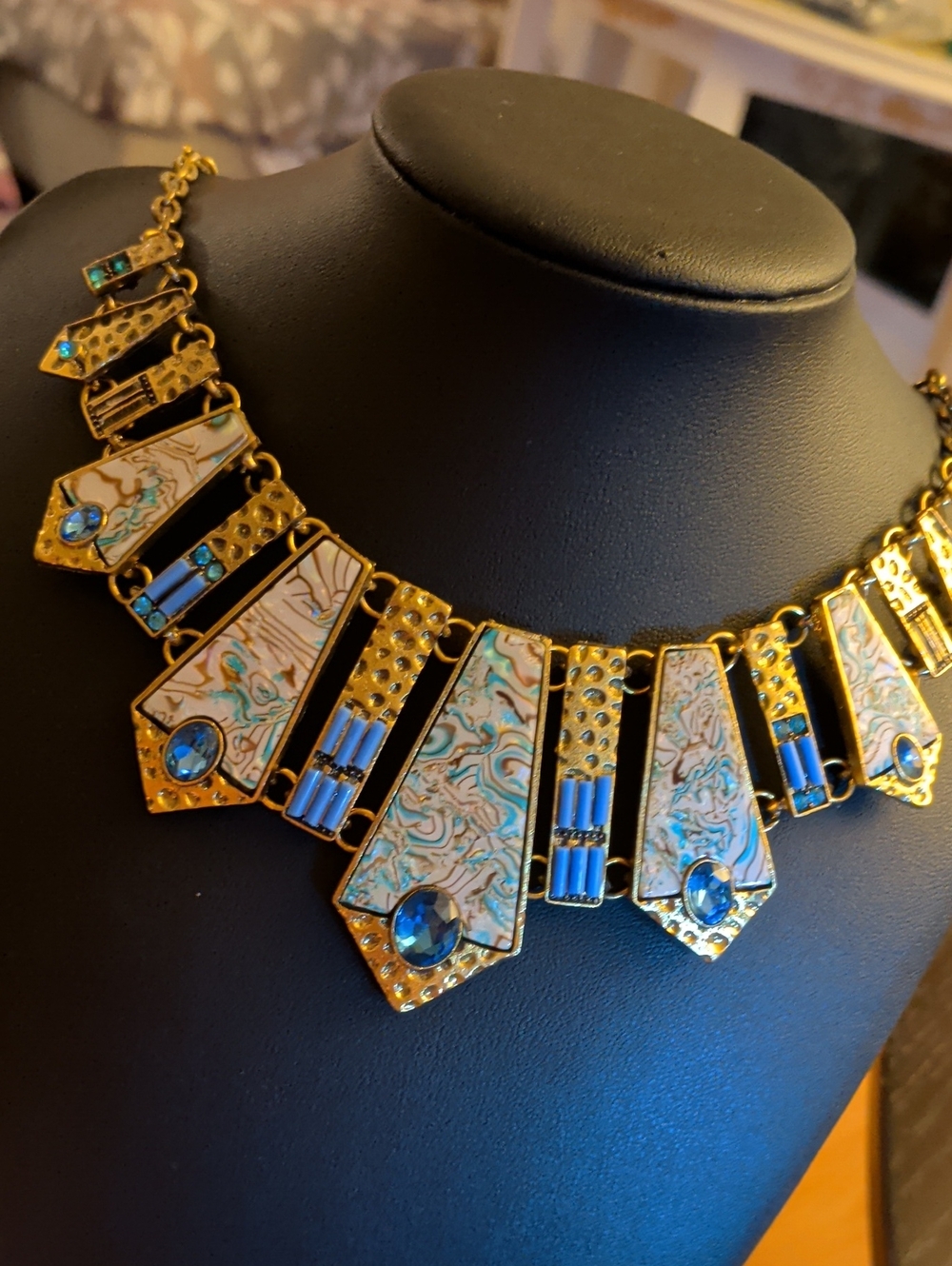 Egypt Revival Vintage Statement Necklace 18"+3" Extension Chain